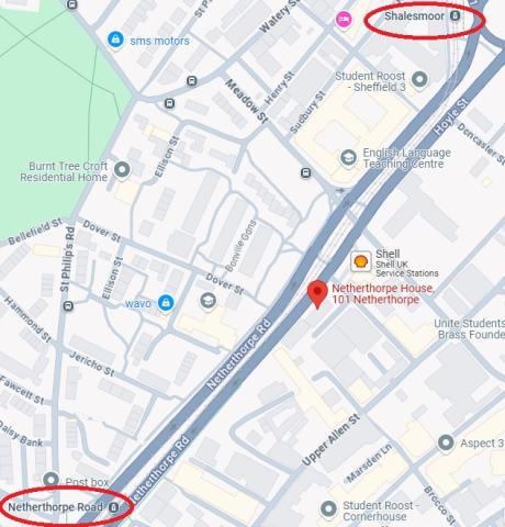 tram map to netherthorpe house
